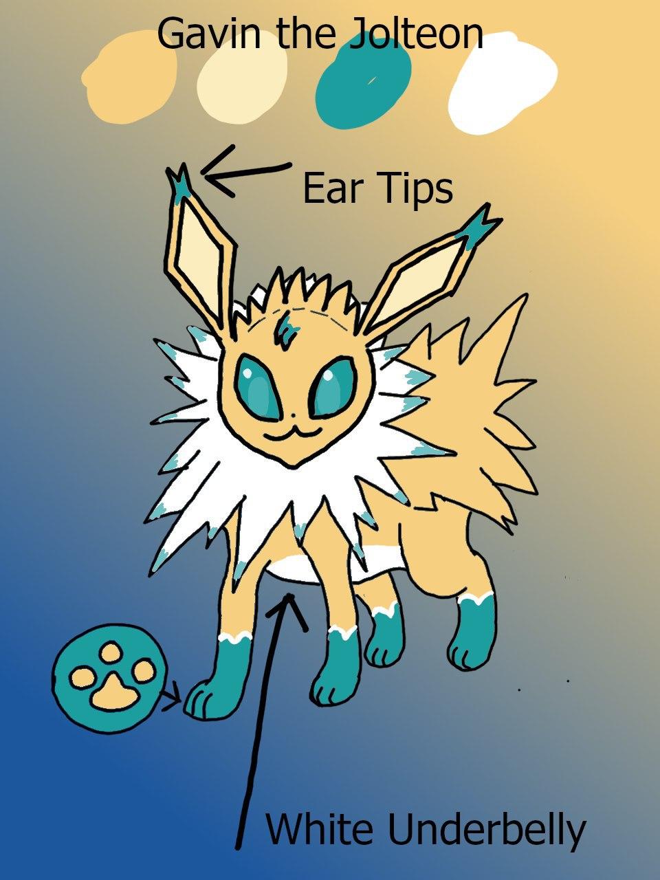 Ref sheet of Gavin, the Jolteon