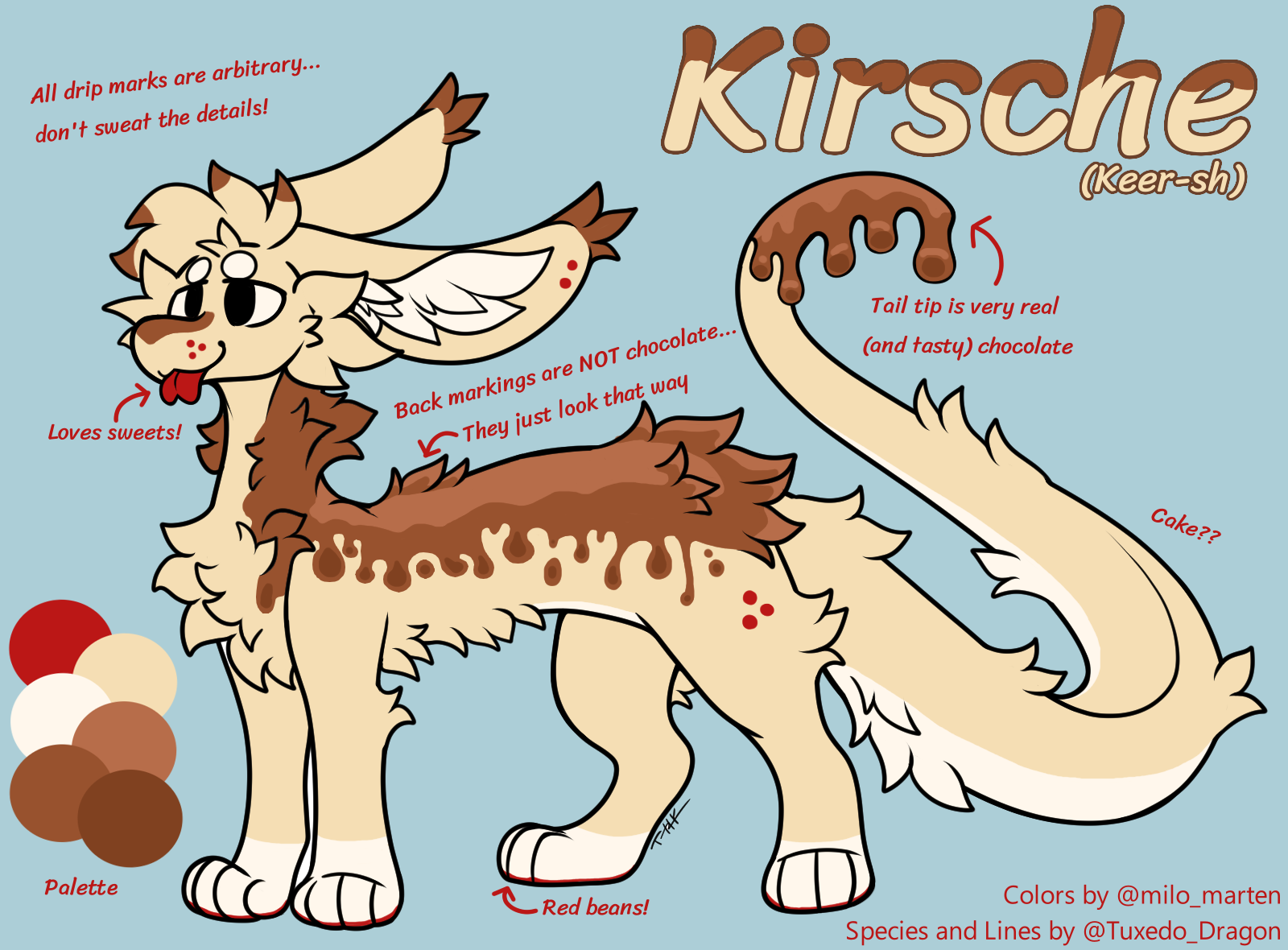 Ref sheet of Kirsche, the Amphimorpho