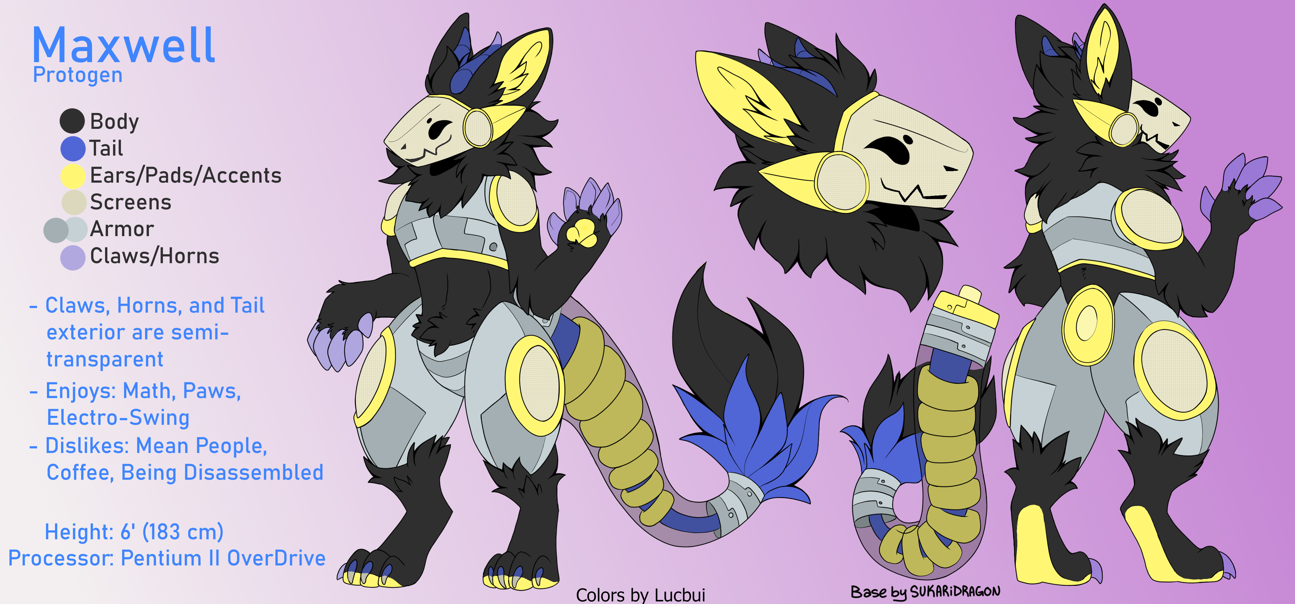 Ref sheet of Maxwell, the Protogen
