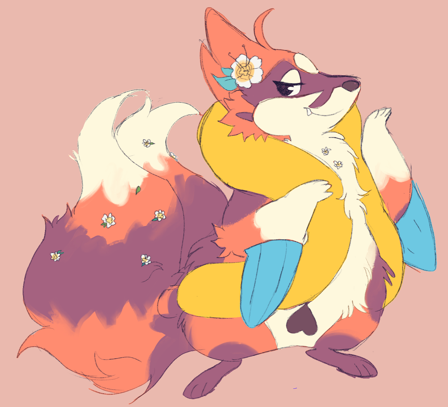 Ref sheet of Lulu, the Floatzel-Thievul hybrid