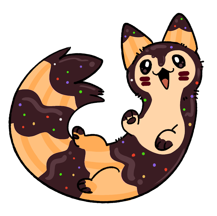 Ref sheet of Millie, the Chocolate Furret